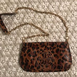 Tory Burch Authentic Leopard Logo Clutch